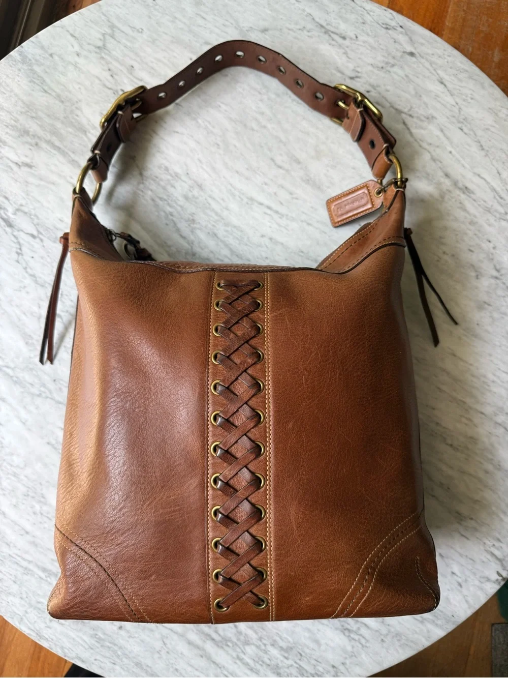 COACH Leather Chelsea Laced Hobo Bag